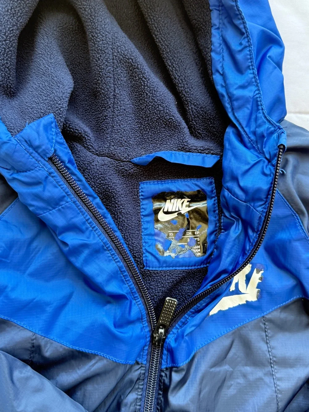 Nike Boys' Royal Blue and Navy Hooded Rain Jacket